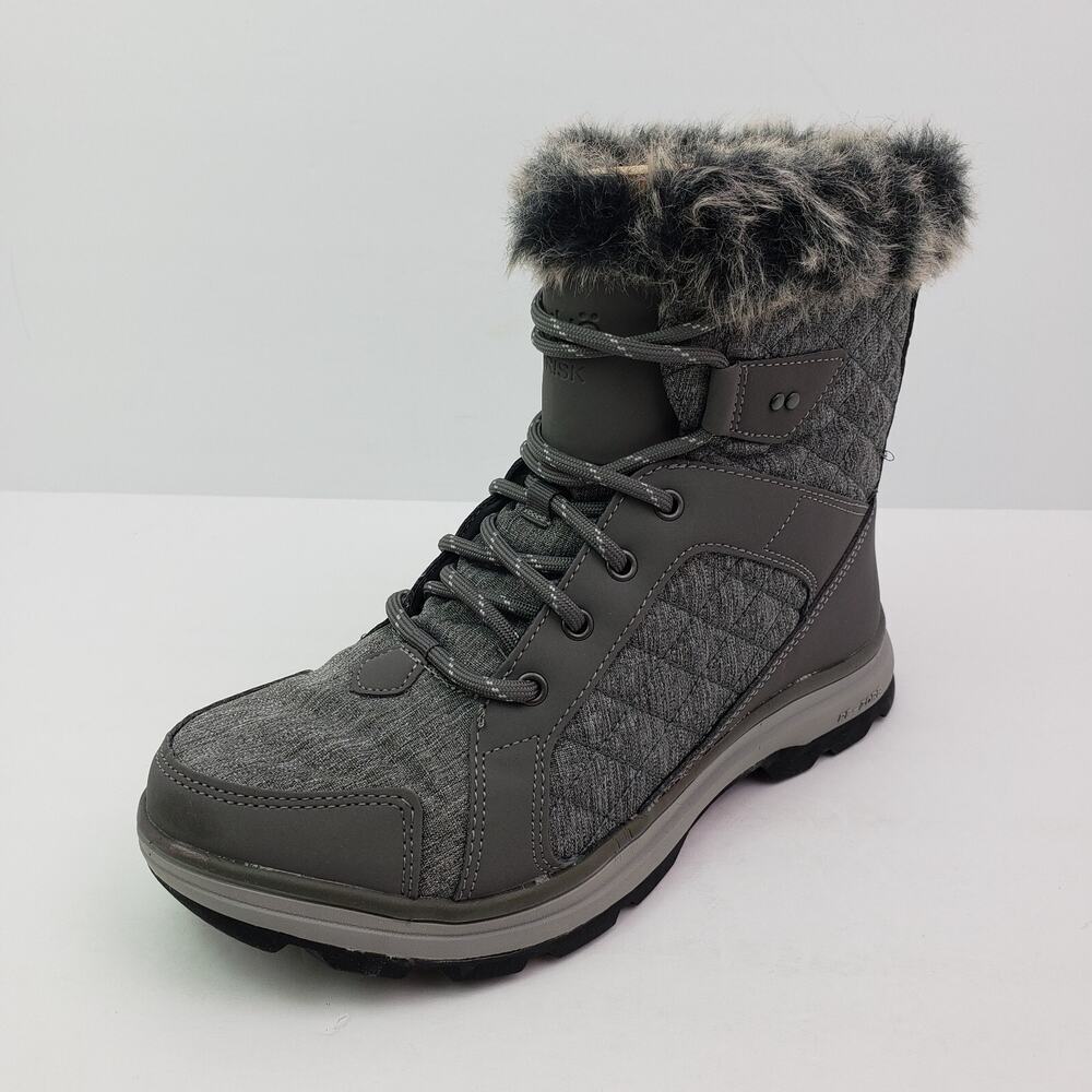 Ryka Brisk Womens Sz 7W Charcoal Grey Water Repellent Quilted Ankle Winter Boots - Picture 2 of 12